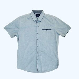 Craft Flow Men's Large Blue Collared Work Casual Button-Down Short Sleeve Shirt